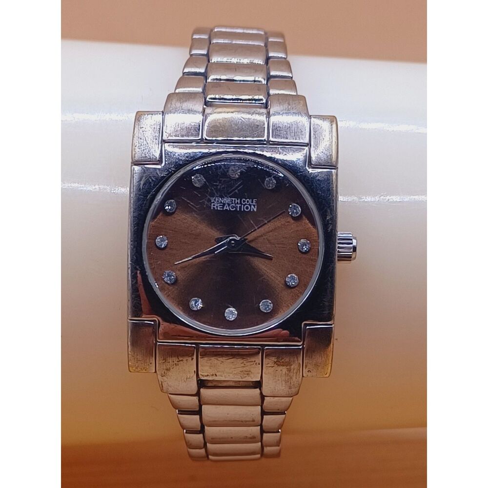 Kenneth Cole Reaction Stainless Steel Brown Iridescent Dial Watch *WORKING*